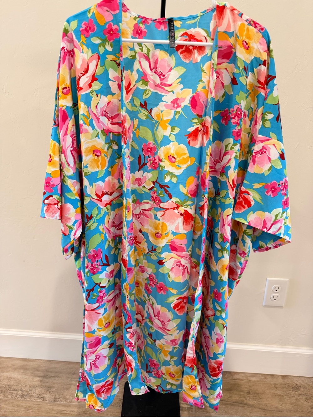 Glitzy Girlz 2X Floral Kimono Cover Up NWOT